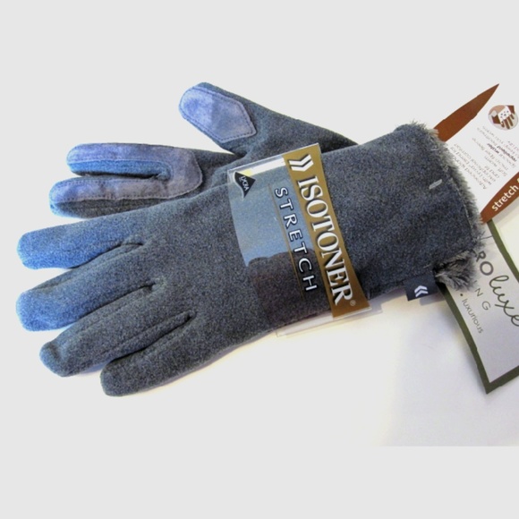 Isotoner Gloves Gray Plush Fleece One Size - Picture 1 of 1